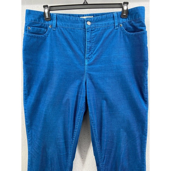 LL Bean Pants Womens Sz 18T Tall Blue Corduroy Straight Leg Favorite Fit Stretch - Picture 2 of 12